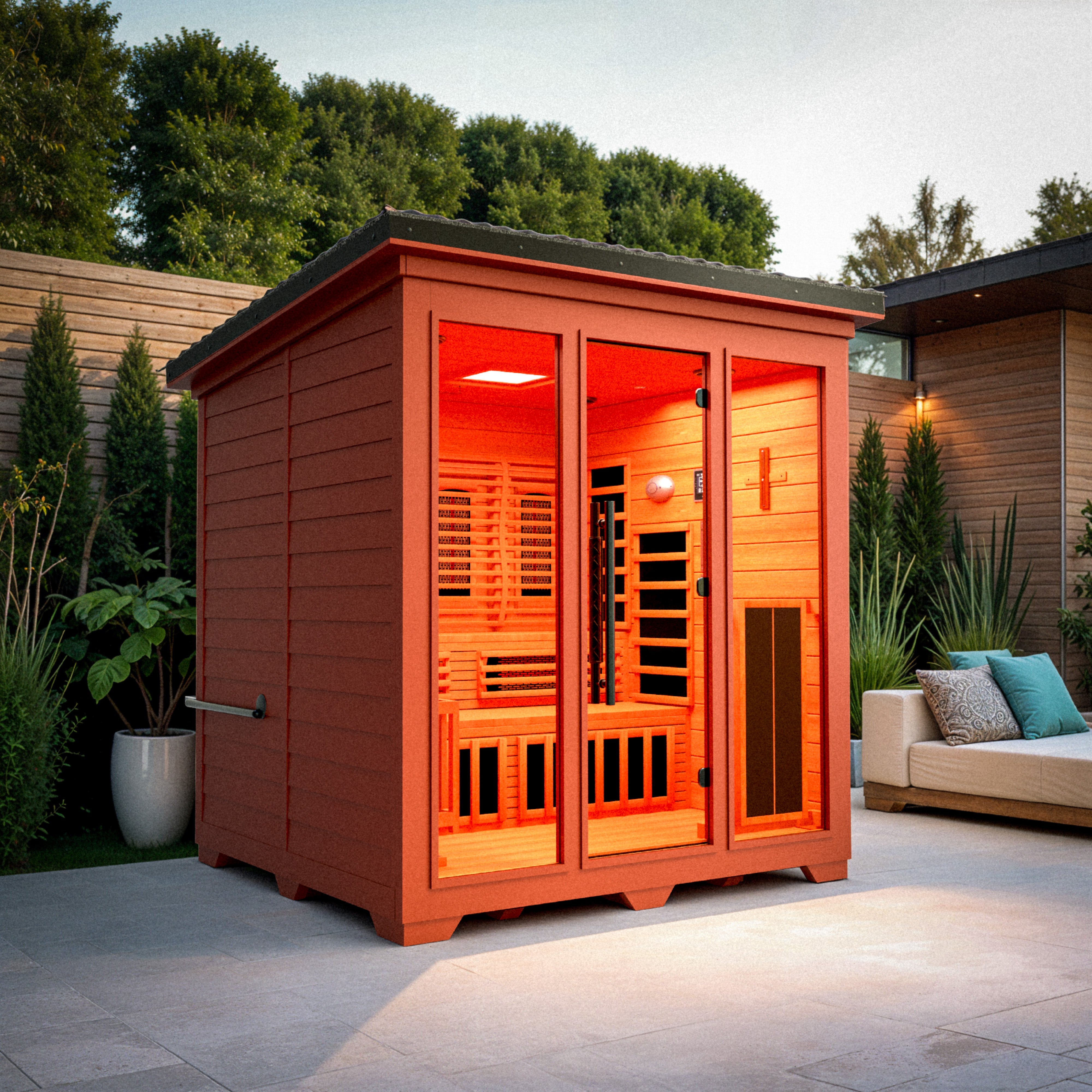 MedicalSaunas Nature 8 Plus™ Outdoor Hybrid Sauna – 6‑Person Cabin