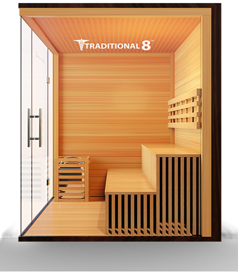 MedicalSaunas Traditional 8 Plus™ Steam Sauna – 4–6 Person Corner Cabin