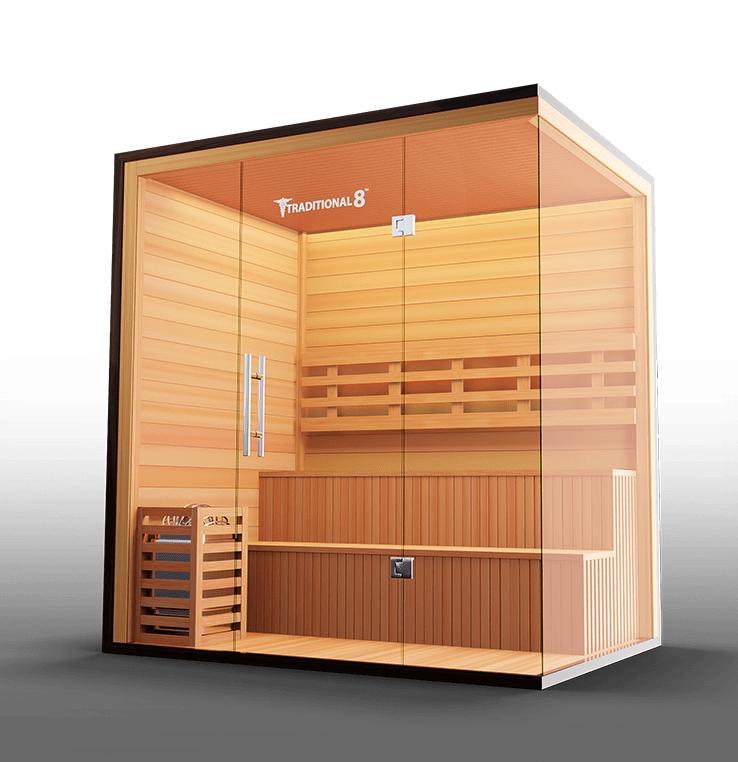 MedicalSaunas Traditional 8 Plus™ Steam Sauna – 4–6 Person Corner Cabin
