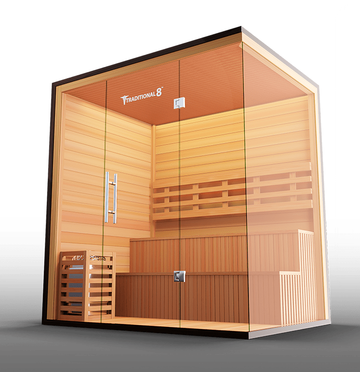 MedicalSaunas Traditional 8 Plus™ Steam Sauna – 4–6 Person Corner Cabin