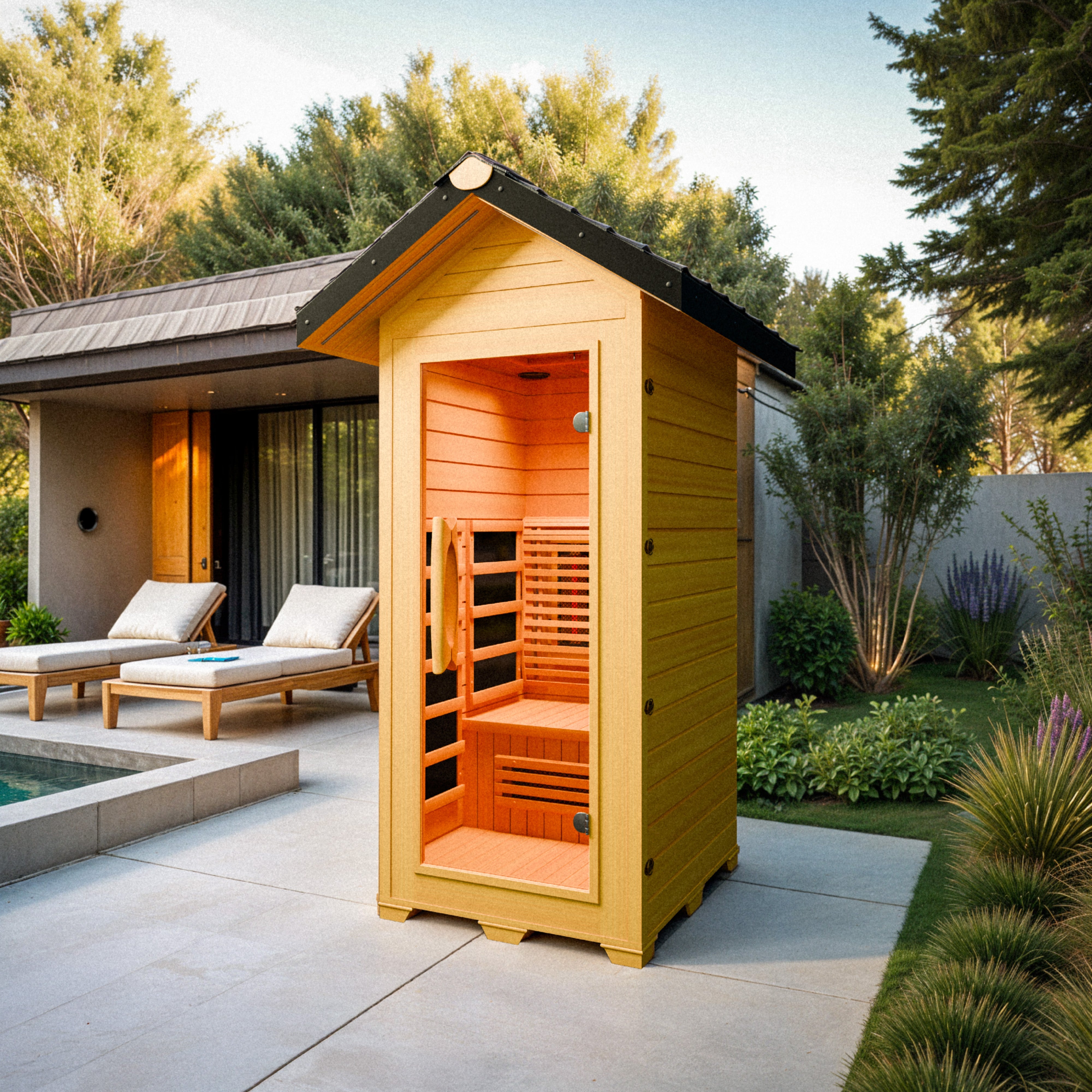 MedicalSaunas Nature 4™ Outdoor Infrared Sauna – 1‑Person Cabin
