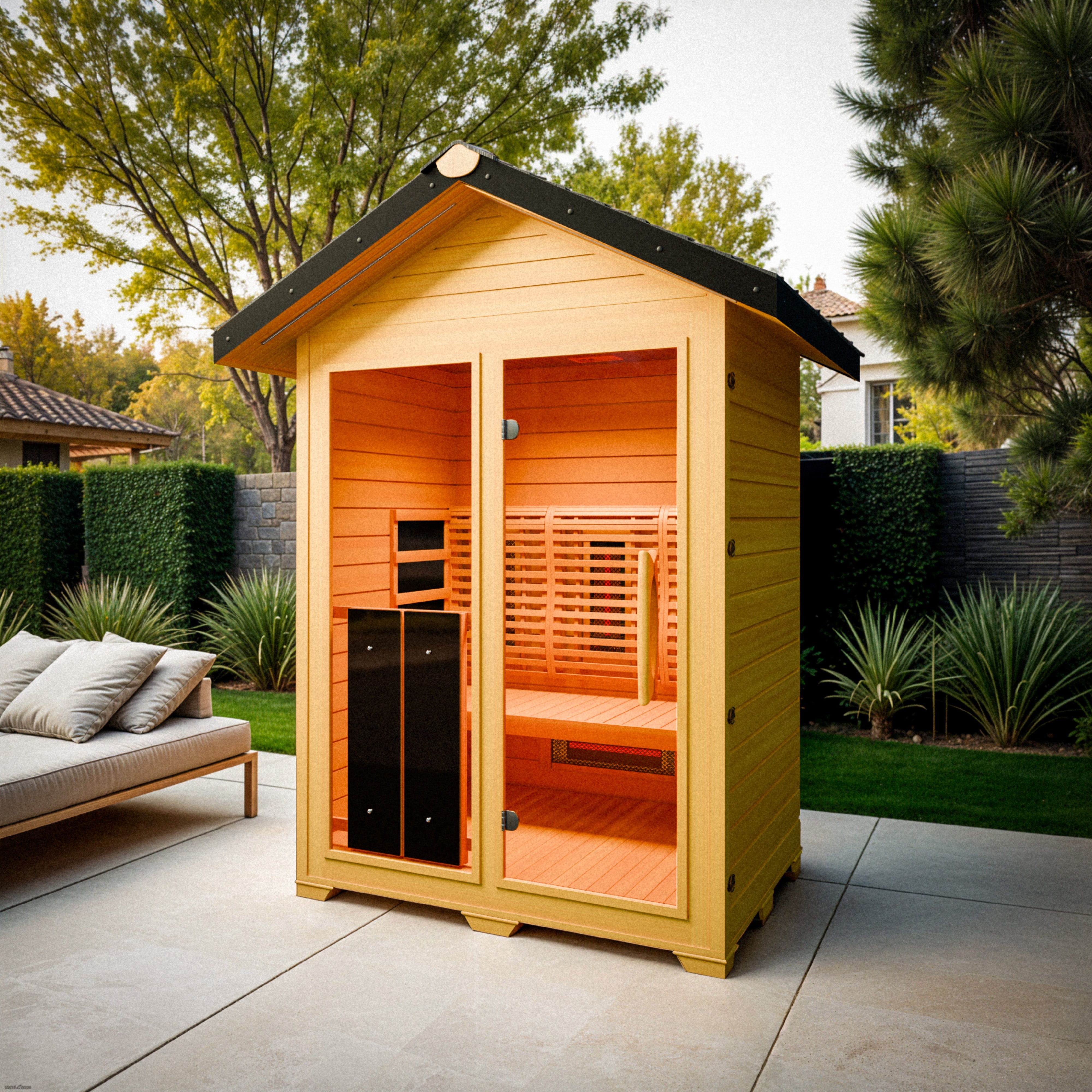 MedicalSaunas Nature 6™ Outdoor Hybrid Sauna – 3‑Person Cabin