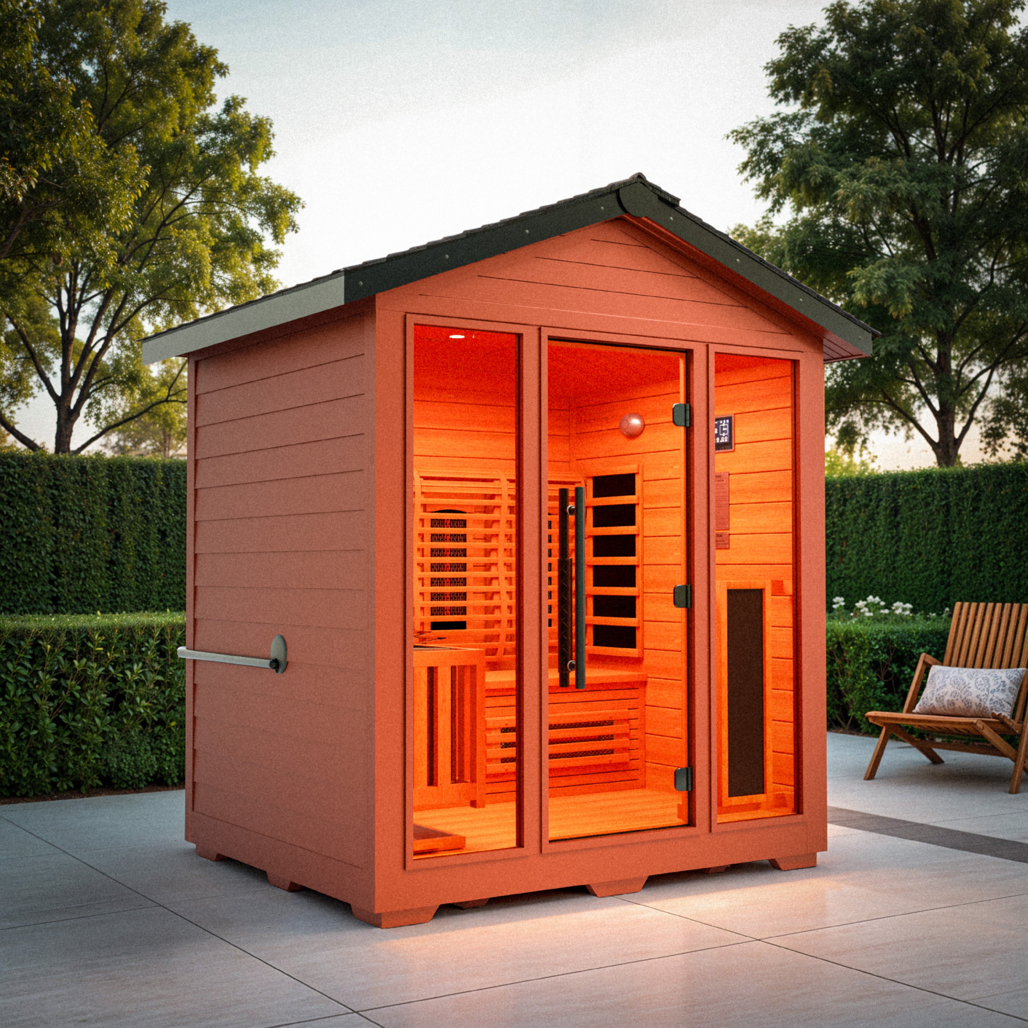 MedicalSaunas Nature 7™ Outdoor Hybrid Sauna – 3–4 Person Cabin